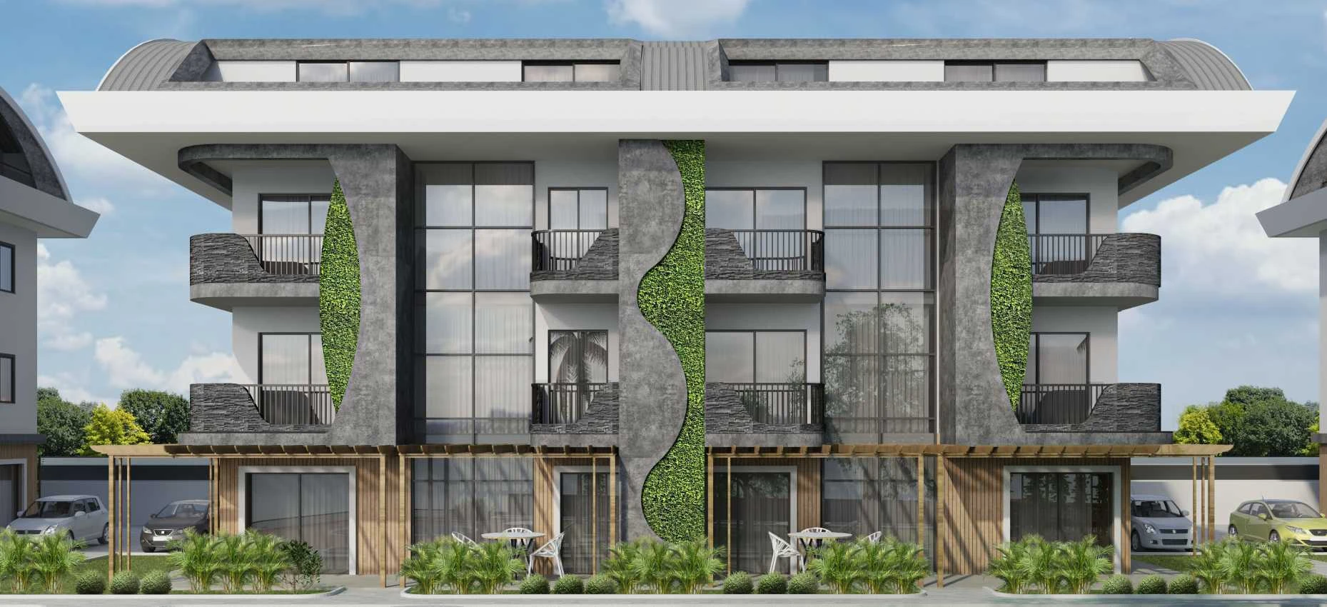 housebind Аланияның керемет көрінісі мен табиғаты бар тұрғын үй кешені