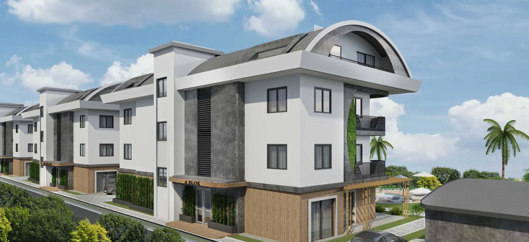 housebind Аланияның керемет көрінісі мен табиғаты бар тұрғын үй кешені