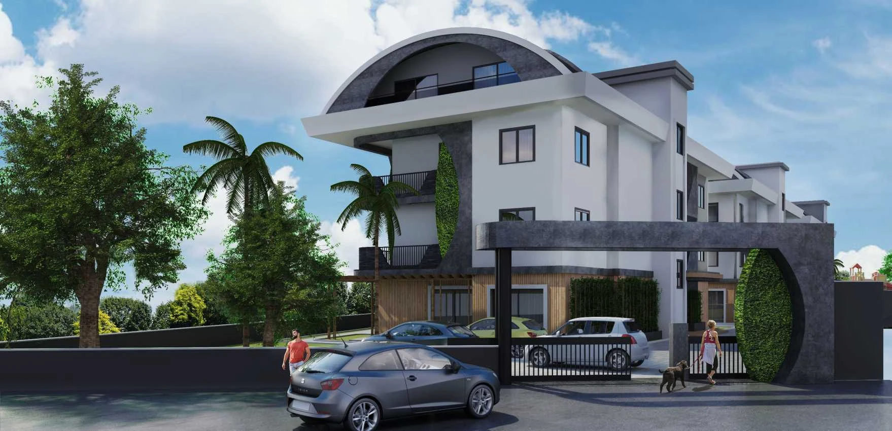 housebind Аланияның керемет көрінісі мен табиғаты бар тұрғын үй кешені